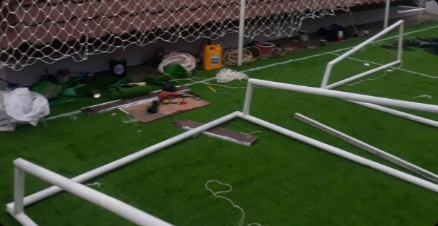 cage football turf