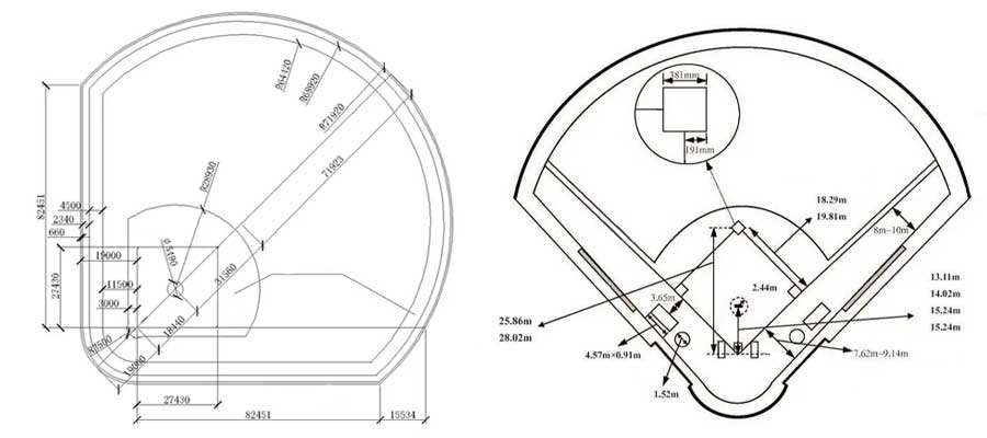 softball and baseball field measurements